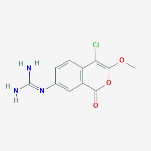molecular formula C11H10ClN3O3 B8766203 Guanidine, (4-chloro-3-methoxy-1-oxo-1H-2-benzopyran-7-yl)- CAS No. 113251-08-4