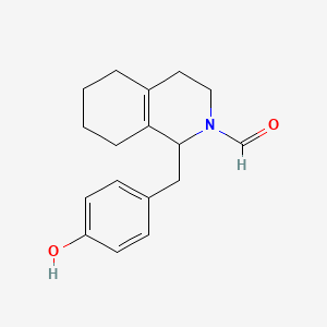 molecular formula C17H21NO2 B8766306 (-)-3,4,5,6,7,8-hexahydro-1-[(4-hydroxyphenyl)methyl](1H)-isoquinoline-2-carbaldehyde CAS No. 94006-07-2