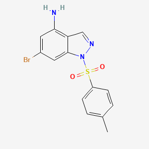molecular formula C14H12BrN3O2S B8766336 6-Bromo-1-[(4-methylphenyl)sulfonyl]-1H-indazol-4-amine 