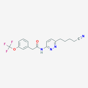 molecular formula C18H17F3N4O2 B8766420 N-(6-(4-cyanobutyl)pyridazin-3-yl)-2-(3-(trifluoromethoxy)phenyl)acetamide 