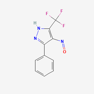 molecular formula C10H6F3N3O B8766476 4-Nitroso-3-phenyl-5-(trifluoromethyl)-1H-pyrazole CAS No. 824969-35-9