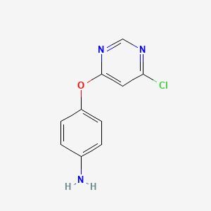 molecular formula C10H8ClN3O B8766535 4-((6-Chloropyrimidin-4-yl)oxy)aniline CAS No. 105130-28-7