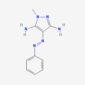 molecular formula C10H12N6 B8766695 1-methyl-4-phenylazo-1H-pyrazole-3,5-diamine 