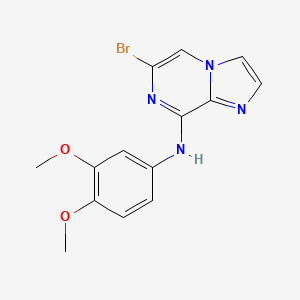 molecular formula C14H13BrN4O2 B8766848 6-bromo-N-(3,4-dimethoxyphenyl)imidazo[1,2-a]pyrazin-8-amine 