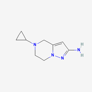 molecular formula C9H14N4 B8766926 5-Cyclopropyl-4,5,6,7-tetrahydropyrazolo[1,5-a]pyrazin-2-amine 