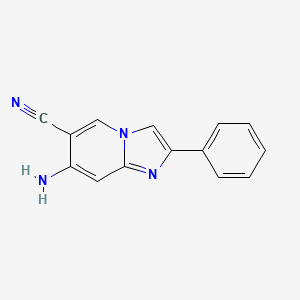 molecular formula C14H10N4 B8766938 7-Amino-2-phenylimidazo[1,2-A]pyridine-6-carbonitrile 