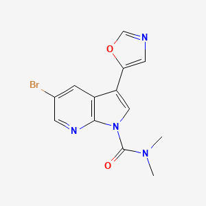 molecular formula C13H11BrN4O2 B8767116 1H-Pyrrolo[2,3-b]pyridine-1-carboxamide, 5-bromo-N,N-dimethyl-3-(5-oxazolyl)- 