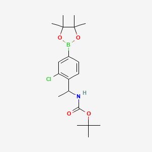molecular formula C19H29BClNO4 B8767509 Tert-butyl 1-(2-chloro-4-(4,4,5,5-tetramethyl-1,3,2-dioxaborolan-2-yl)phenyl)ethylcarbamate 