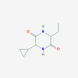 molecular formula C9H14N2O2 B8767527 3-Cyclopropyl-6-ethylpiperazine-2,5-dione CAS No. 535937-06-5