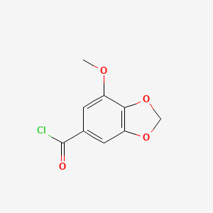 molecular formula C9H7ClO4 B8767584 1,3-Benzodioxole-5-carbonyl chloride, 7-methoxy- CAS No. 76015-47-9