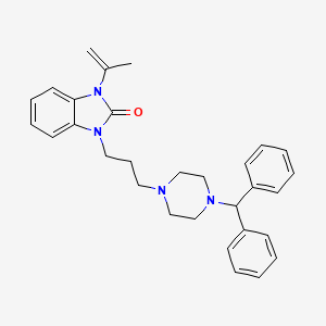 molecular formula C30H34N4O B8767670 1-(3-(4-(Diphenylmethyl)-1-piperazinyl)propyl)-1,3-dihydro-3-(1-methylvinyl)-2H-benzimidazol-2-one CAS No. 83863-67-6