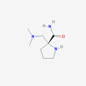 molecular formula C8H17N3O B8767851 (R)-2-((Dimethylamino)methyl)pyrrolidine-2-carboxamide 