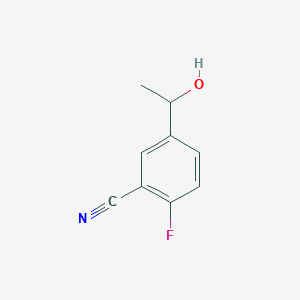 molecular formula C9H8FNO B8768205 2-Fluoro-5-(1-hydroxyethyl)benzonitrile 