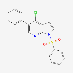 molecular formula C19H13ClN2O2S B8768210 1H-Pyrrolo[2,3-b]pyridine, 4-chloro-5-phenyl-1-(phenylsulfonyl)- 