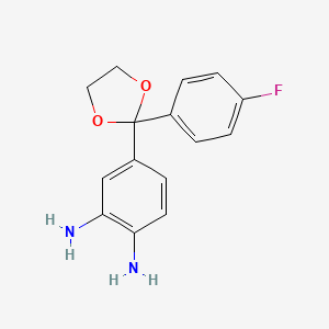 molecular formula C15H15FN2O2 B8768254 4-[2-(4-Fluorophenyl)-1,3-dioxolan-2-yl]benzene-1,2-diamine CAS No. 64420-52-6
