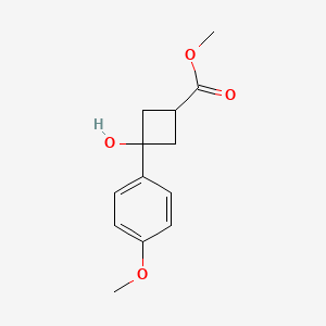 molecular formula C13H16O4 B8768355 Methyl 3-hydroxy-3-(4-methoxyphenyl)cyclobutanecarboxylate 