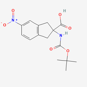 molecular formula C15H18N2O6 B8768375 2-[[(1,1-Dimethylethoxy)carbonyl]amino]-2,3-dihydro-5-nitro-1H-indene-2-carboxylic acid CAS No. 937612-32-3