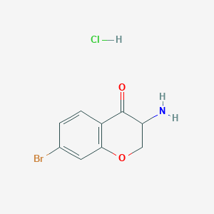 molecular formula C9H9BrClNO2 B8768449 3-Amino-7-bromochroman-4-one hydrochloride 