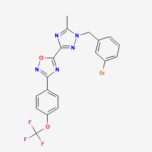 molecular formula C19H13BrF3N5O2 B8768591 5-(1-(3-bromobenzyl)-5-methyl-1H-1,2,4-triazol-3-yl)-3-(4-(trifluoromethoxy)phenyl)-1,2,4-oxadiazole 