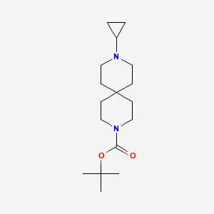 molecular formula C17H30N2O2 B8768670 3,9-Diazaspiro[5.5]undecane-3-carboxylic acid, 9-cyclopropyl-, 1,1-dimethylethyl ester 
