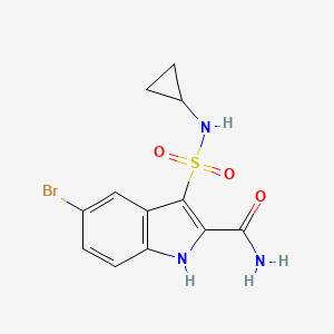 molecular formula C12H12BrN3O3S B8768880 5-bromo-3-[(cyclopropylamino)sulfonyl]-1H-Indole-2-carboxamide CAS No. 660413-98-9