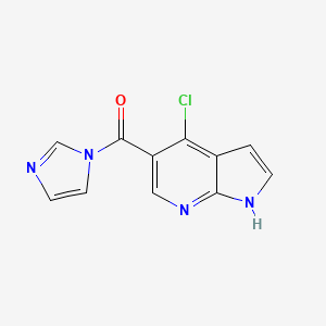 molecular formula C11H7ClN4O B8768996 Methanone, (4-chloro-1H-pyrrolo[2,3-b]pyridin-5-yl)-1H-imidazol-1-yl- 