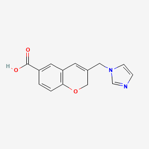 molecular formula C14H12N2O3 B8769000 2H-1-Benzopyran-6-carboxylic acid, 3-(1H-imidazol-1-ylmethyl)- CAS No. 129498-34-6