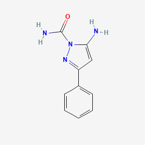 molecular formula C10H10N4O B8769023 5-Amino-3-phenyl-1H-pyrazole-1-carboxamide 