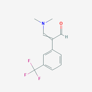 molecular formula C12H12F3NO B8769475 3-(Dimethylamino)-2-[3-(trifluoromethyl)phenyl]prop-2-enal 
