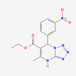 molecular formula C14H14N6O4 B8769644 6-Ethoxycarbonyl-5-methyl-7-(3-nitrophenyl)-4,7-dihydrotetrazolo[1,5-a]pyrimidine 