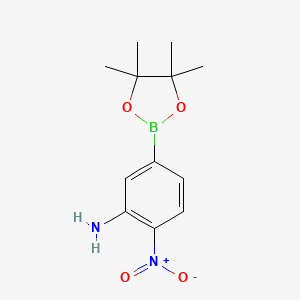 molecular formula C12H17BN2O4 B8770846 2-Nitro-5-(4,4,5,5-tetramethyl-1,3,2-dioxaborolan-2-yl)aniline 