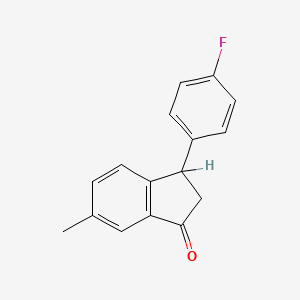 molecular formula C16H13FO B8770993 3-(4-Fluorophenyl)-6-methylindan-1-one CAS No. 80272-23-7