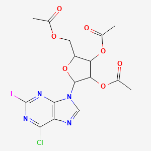 molecular formula C16H16ClIN4O7 B8771141 [3,4-Diacetyloxy-5-(6-chloro-2-iodopurin-9-yl)oxolan-2-yl]methyl acetate 