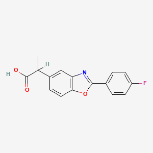 molecular formula C16H12FNO3 B8771155 2-(4-Fluorophenyl)-alpha-methyl-5-benzoxazoleacetic acid CAS No. 73952-77-9