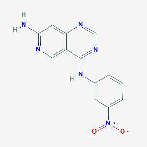 molecular formula C13H10N6O2 B8771376 7-Amino-4-(3-nitroanilino)pyrido[4,3-d]pyrimidine 