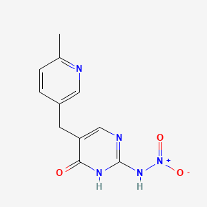molecular formula C11H11N5O3 B8771637 5-((6-Methyl-3-pyridyl)methyl)-2-(nitroamino)-1H-pyrimidin-4-one CAS No. 72716-93-9