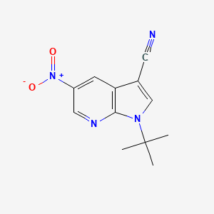 molecular formula C12H12N4O2 B8771668 1H-Pyrrolo[2,3-b]pyridine-3-carbonitrile, 1-(1,1-dimethylethyl)-5-nitro- 