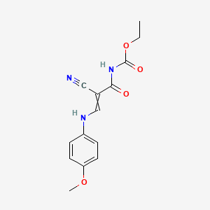 molecular formula C14H15N3O4 B8771759 ethyl N-[2-cyano-3-(4-methoxyanilino)prop-2-enoyl]carbamate 