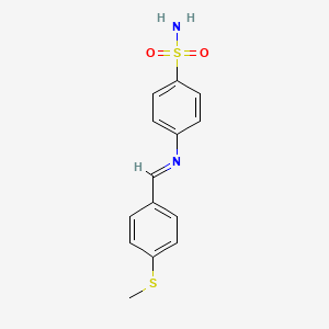 molecular formula C14H14N2O2S2 B8771951 4-({(E)-[4-(methylsulfanyl)phenyl]methylidene}amino)benzenesulfonamide 