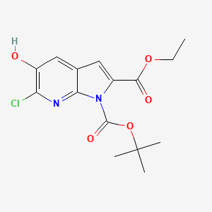 1H-Pyrrolo[2,3-b]pyridine-1,2-dicarboxylic acid, 6-chloro-5-hydroxy-, 1-(1,1-dimethylethyl) 2-ethyl ester