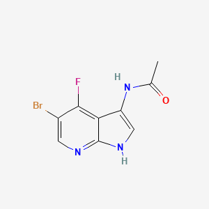 molecular formula C9H7BrFN3O B8772201 Acetamide, N-(5-bromo-4-fluoro-1H-pyrrolo[2,3-b]pyridin-3-yl)- 