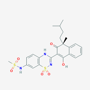 molecular formula C24H27N3O6S2 B8772431 Methanesulfonamide, N-(3-((4R)-3,4-dihydro-1-hydroxy-4-methyl-4-(3-methylbutyl)-3-oxo-2-naphthalenyl)-1,1-dioxido-2H-1,2,4-benzothiadiazin-7-yl)- CAS No. 847442-84-6