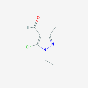 molecular formula C7H9ClN2O B8772581 5-Chloro-1-ethyl-3-methyl-1H-pyrazole-4-carbaldehyde 