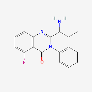molecular formula C17H16FN3O B8772644 2-(1-Aminopropyl)-5-fluoro-3-phenylquinazolin-4(3H)-one 
