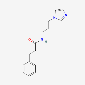 molecular formula C15H19N3O B8772648 Benzenepropanamide, N-[3-(1H-imidazol-1-yl)propyl]- CAS No. 93668-06-5