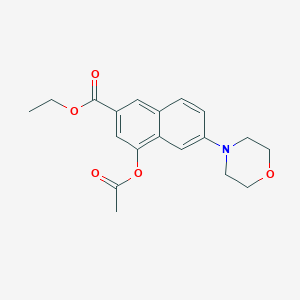 molecular formula C19H21NO5 B8772700 2-Naphthalenecarboxylic acid, 4-(acetyloxy)-6-(4-morpholinyl)-, ethyl ester 