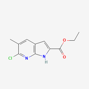 molecular formula C11H11ClN2O2 B8773232 6-Chloro-5-methyl-1H-pyrrolo[2,3-b]pyridine-2-carboxylic acid ethyl ester 