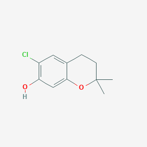 molecular formula C11H13ClO2 B8773369 6-Chloro-2,2-dimethylchroman-7-ol CAS No. 653563-84-9
