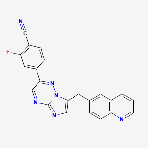 molecular formula C22H13FN6 B8773449 2-Fluoro-4-(7-(quinolin-6-ylmethyl)imidazo[1,2-b][1,2,4]triazin-2-yl)benzonitrile CAS No. 1029714-87-1