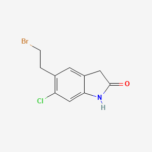 molecular formula C10H9BrClNO B8773487 5-(2-Bromoethyl)-6-chloro-1,3-dihydroindol-2-one 